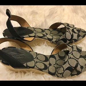Black and Grey  Coach Wedge Sandal Size 10.